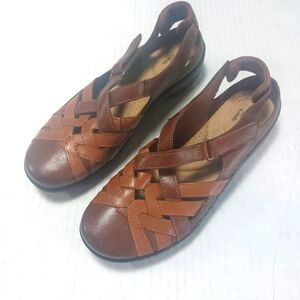 Clarks Collection Fisherman Sandals Brown Leather Size 7M
